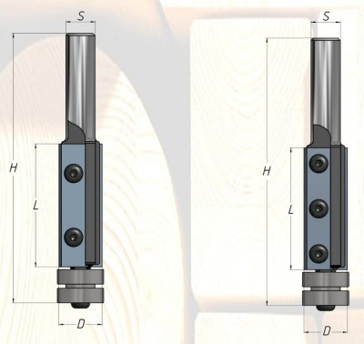 Фреза обгонная с двумя нижн. подшипниками 19х30мм, S12 (без ножей)