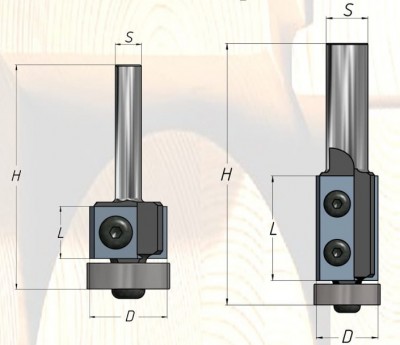 Фреза обгонная с нижним подшипником 19х50мм, S12 (без ножей)