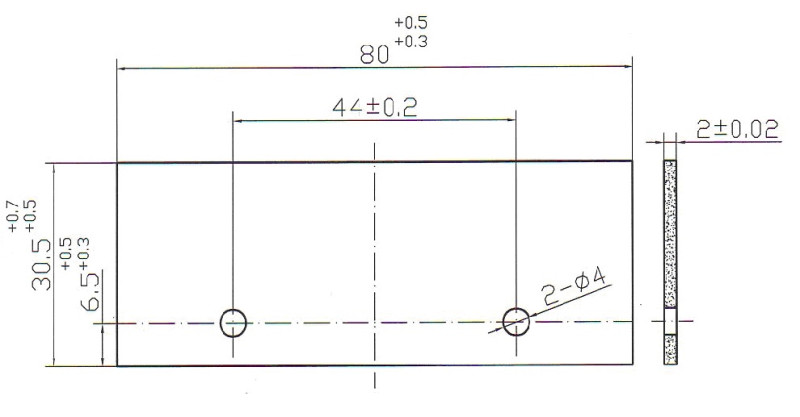 Бланкета проф. 80х30.5х2-ф4.0 mm 2х44 отв. в центр