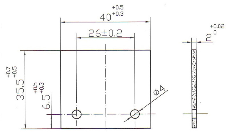 Бланкета проф. 40х35.5х2-ф4.0 mm 2х26 отв внизу