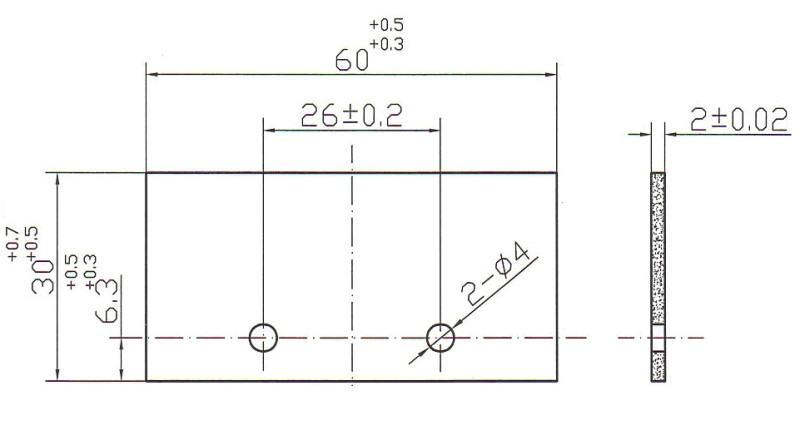 Бланкета проф. 60х30.5х2-ф4.0 mm 2х26 отв. внизу