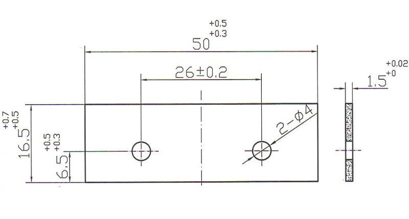 Бланкета проф. 50х16,5х1.5-ф4.0 mm 2х26 отв. внизу (FM03H)