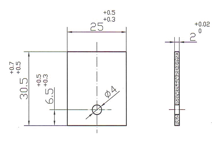Бланкета проф. 25х30.5х2-ф4.0 mm отв внизу в центр