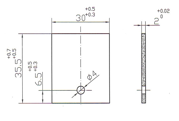 Бланкета проф. 30х35.5х2-ф4.0 mm отв внизу в центр