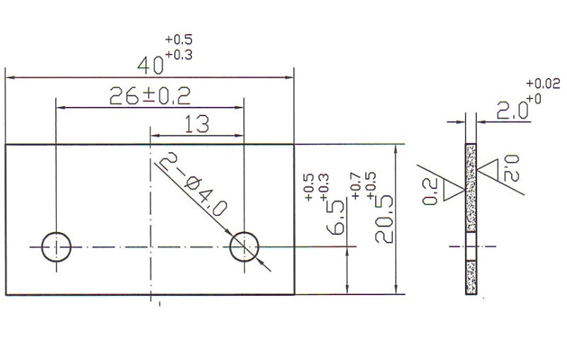 Бланкета проф. 40х20.5х2-ф4.0 mm 2х26 отв. внизу
