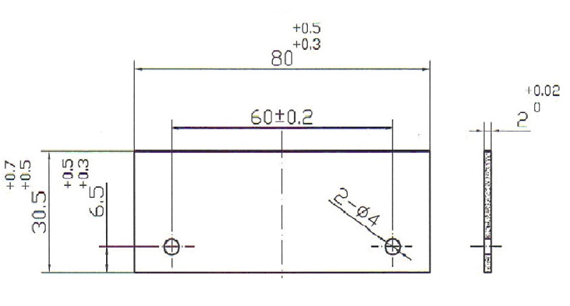 Бланкета проф. 80х30.5х2-ф4.0 mm 2х60 отв. внизу