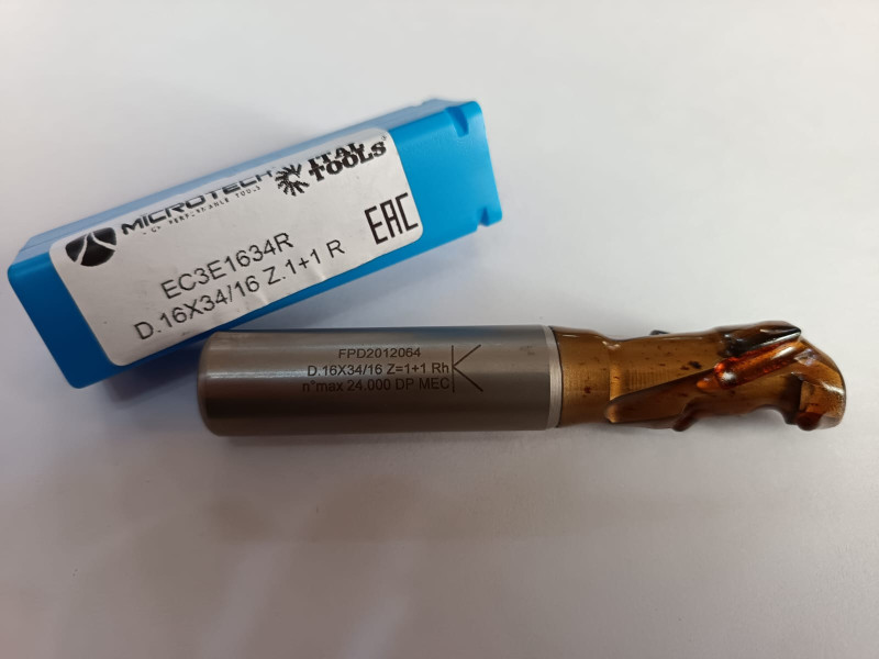 Фреза конц. алм. EC3E1634R DIA2,5 16х34 S16 Z4+1RH
