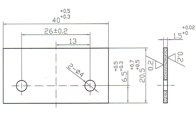 Бланкета проф. 40х20,5х1.5-ф4.0 mm 2отверстия внизу