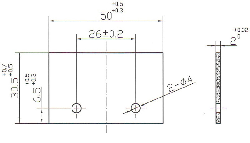 Бланкета проф. 50х30.5х2-ф4.0 mm 2х26 отв. внизу